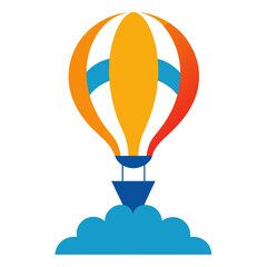 Obraz premium Colorful hot air balloon ascending from blue clouds