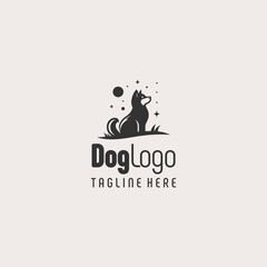Vintage Black White Dog Emblem