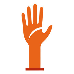 Obraz premium Orange hand raised upward with white curve detail