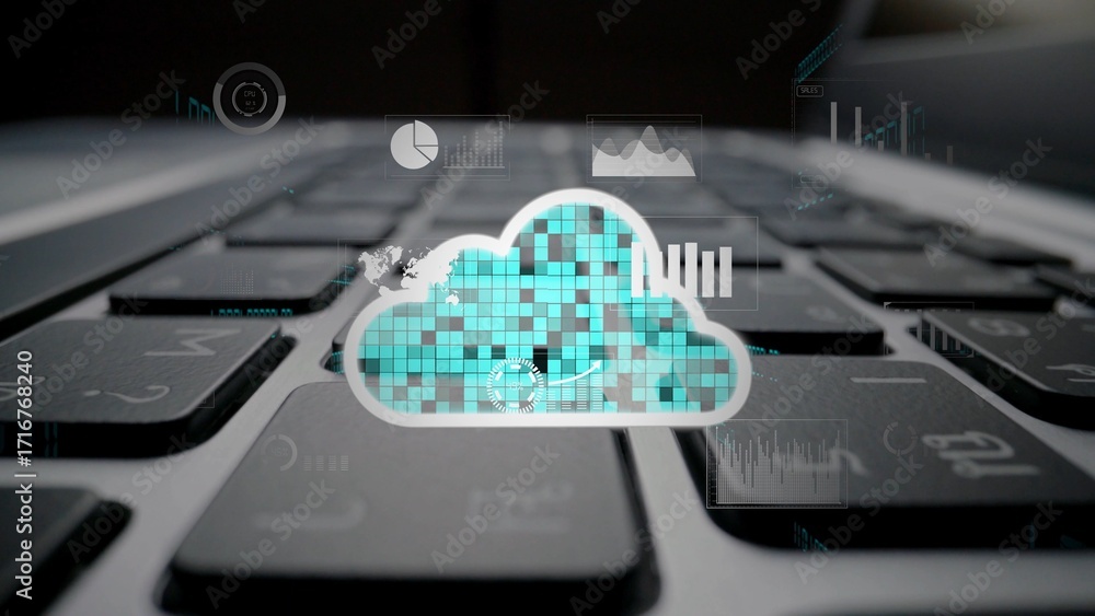 Poster cloud computing, cloud strategy, and cloud technology transforming digital infrastructure with scala