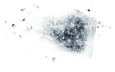 Clear cube with suspended digital element showcasing futuristic design, technology integration, and digital creativity isolated on transparent background PNG