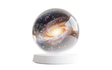 Transparent spherical device containing a miniature ecosystem showcasing modern design and scientific innovation isolated on transparent background PNG