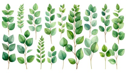 Collection of various greenery sprigs