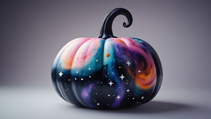 Dreamy Dark Pumpkin with Swirling Cosmic Design
