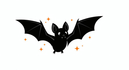 Mysterious Midnight Bat: A cartoon bat illustration, with wide-open wings, symbolizing a sense of mystery and adventure. Embrace the night with this enigmatic creature!