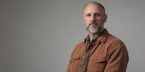 Confident Man in Casual Attire Posing Against a Neutral Background