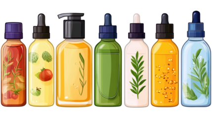 set of cosmetic bottles of cream or lotion isolated on white transparent background