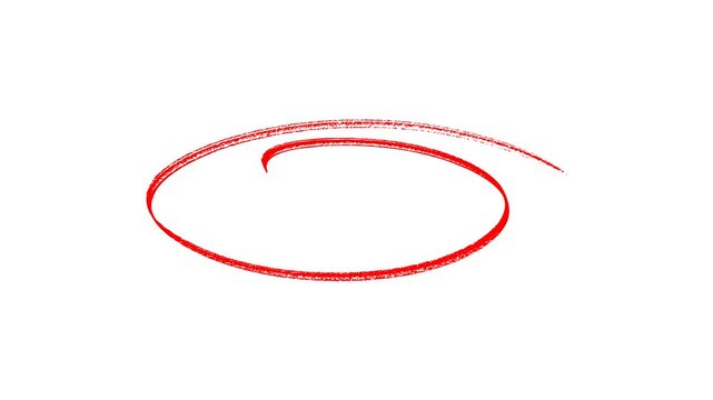 Hand-drawing oval frame circle highlight animation on white background, red circle marker and underline stroke with alpha channel