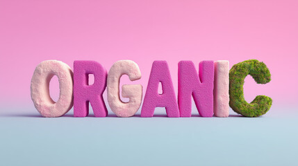 Organic typography made of moss and branches