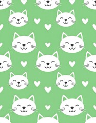 Obraz premium Cute cat faces on a light green background