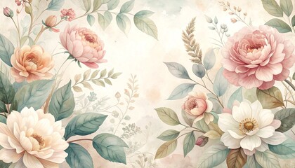 Seamless pattern background showcasing detailed vintage botanical illustrations, highlighting elegant plants, delicate flowers, natural leaves, artistic nature drawings, timeless floral beauty, classi