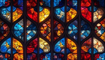 Pattern, seamless, background, colorful, stained, glass, windows, vibrant, pale, geometric, decorative, artistic, abstract, luminous, translucent, bright, mosaic, texture, repeating, ornamental, multi