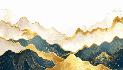 Landscape, mountain, luxury, golden, line art, nature, scenery, elegant, abstract, artistic, minimalist, serene, majestic, decorative, background, design, creative, inspiration, premium, modern, sophi