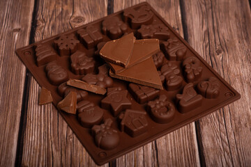 making chocolate at home independently in a silicone mold
