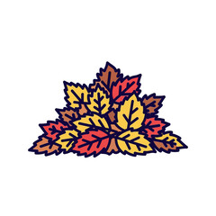 Pile of colorful autumn leaves in vibrant orange and yellow hues  