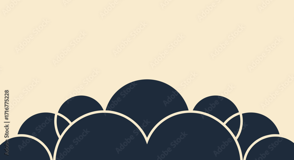 Poster abstract vector background with dark circles on beige canvas