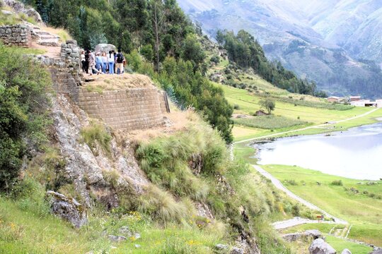 Pre-Hispanic Inca ruins at Intihuatana Archaeological Complex in Ayacucho, Peru.