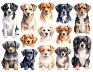 Cute dogs in various colors
