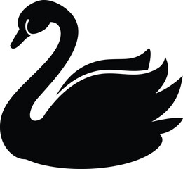 Obraz premium Elegant Black Swan Illustration of Grace and Serenity