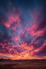 Naklejka premium Vibrant Sunset Sky Dramatic colors fiery cloudscape landscape photography Colorful clouds at sunset Nature scene background image