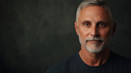 Fototapeta premium Portrait of a Mature Man with Gray Hair and Beard Against a Dark Background