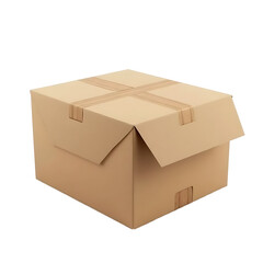 Fototapeta premium Cardboard box with open flaps in natural color for packaging use 