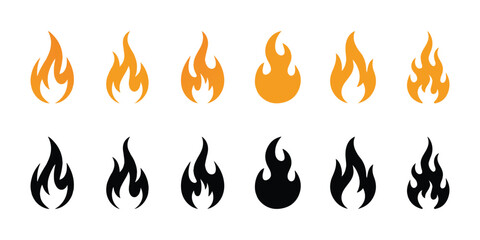 Black stylized flame collection design