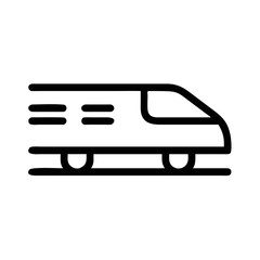 Stylized outline of a high-speed train moving forward on white background bullet train