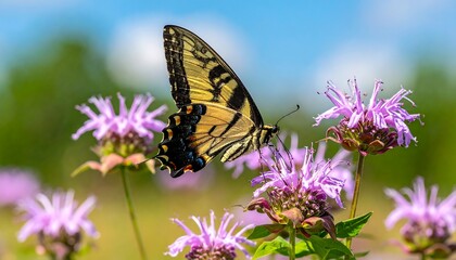 Butterfly on purple flowers