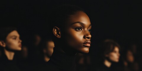 Fashion Models Displaying Their Elegance In A Dark And Intriguing Setting That Captivates