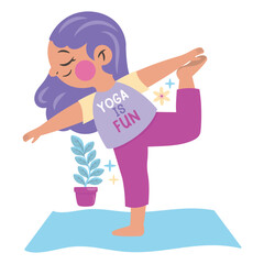 Yoga Vector Illustration. Flat Minimal Design. Editable Illustration for Web, Mobile, Print