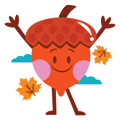 Acorn Vector Illustration. Flat Minimal Design. Editable Illustration for Web, Mobile, Print