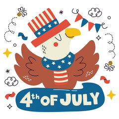 Eagle Vector Illustration. Flat Minimal Design. Editable Illustration for Web, Mobile, Print