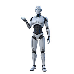 Fototapeta premium Humanoid Robot: AI, Artificial Intelligence, Futuristic Android, Posing, Technology transparent background