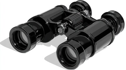 Black binoculars isolated