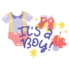 Baby Shower Vector Illustration. Flat Minimal Design. Editable Illustration for Web, Mobile, Print