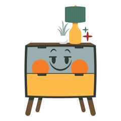 Bedside Table Vector Illustration. Flat Minimal Design. Editable Illustration for Web, Mobile, Print