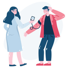 Blood Pressure Gauge Vector Illustration. Flat Minimal Design. Editable Illustration for Web, Mobile, Print