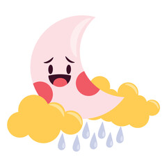 Rain Vector Illustration. Flat Minimal Design. Editable Illustration for Web, Mobile, Print
