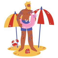Summer Vector Illustration. Flat Minimal Design. Editable Illustration for Web, Mobile, Print