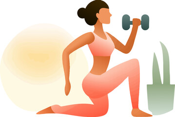 a silhouette of a woman doing exercise with a dumbbell