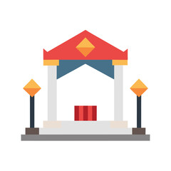 flat illustration wedding hall mockup with geometric decor