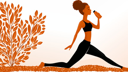 a silhouette of a woman practicing yoga next to a plant