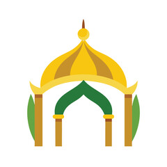 banana sapling pavilion with golden trims and traditional design