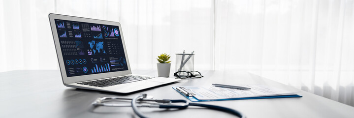 Business data dashboard provide business intelligence analytic for marketing strategy planning brisk with big data set to analyze customer demands and foreseeing business future