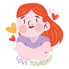 Self Love Vector Illustration. Flat Minimal Design. Editable Illustration for Web, Mobile, Print