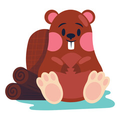 Beaver Vector Illustration. Flat Minimal Design. Editable Illustration for Web, Mobile, Print