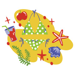 Bikini Vector Illustration. Flat Minimal Design. Editable Illustration for Web, Mobile, Print