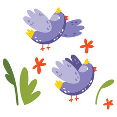 Birds Vector Illustration. Flat Minimal Design. Editable Illustration for Web, Mobile, Print