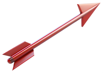 Red arrow pointing up and right isolated on a transparent background direction